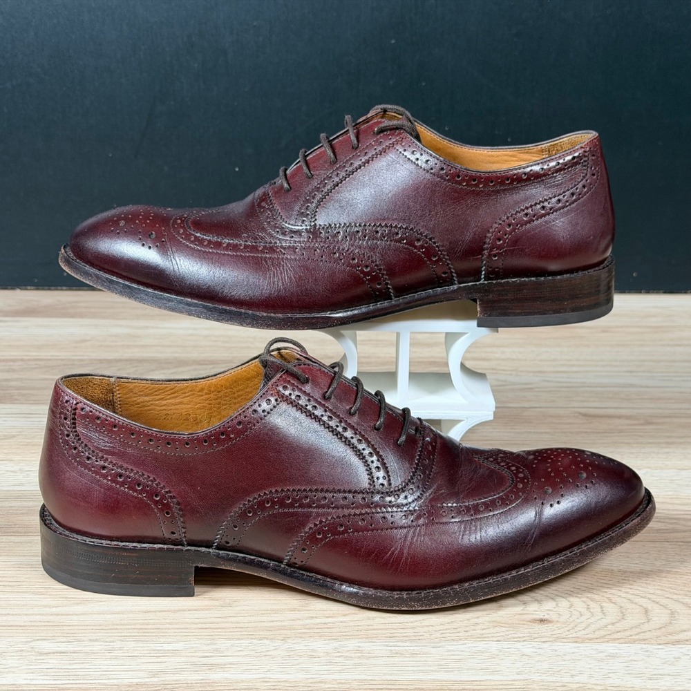 Beckett Simonon Oxford Mens Size 9.5 Bordeaux Yates Leather Wingtip Brogue Shoes